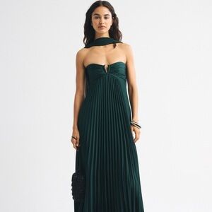 Abercrombie & Fitch Strapless Dark Green Dress
